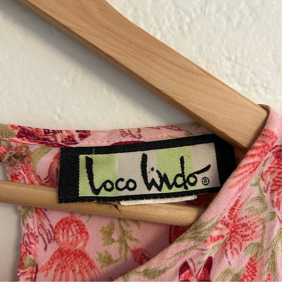 VTG Loco Lindo Pink Floral Sleeveless Dress – Size X-Large – Made in California - Picture 4 of 5